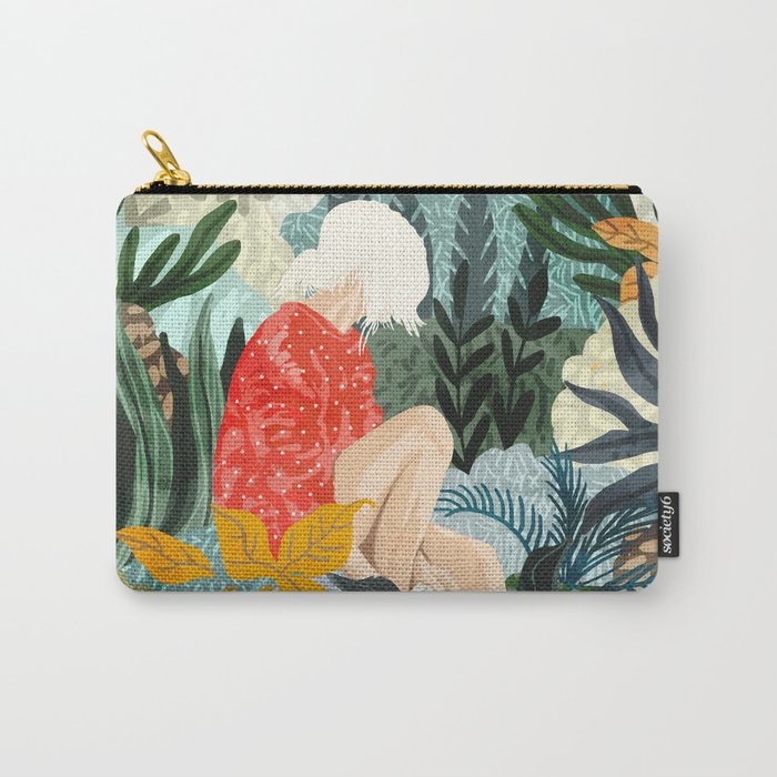 The Distracted Reader | Mindfulness Solo Travel | Bohemian Jungle Botanical Mood | Nature Book Lady Carry All Pouch