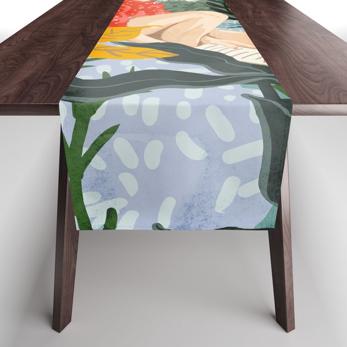 The Distracted Reader | Mindfulness Solo Travel | Bohemian Jungle Botanical Mood | Nature Book Lady Table Runner