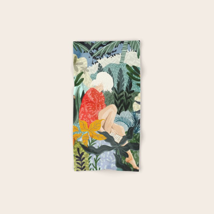 The Distracted Reader | Mindfulness Solo Travel | Bohemian Jungle Botanical Mood | Nature Book Lady Bath Towel