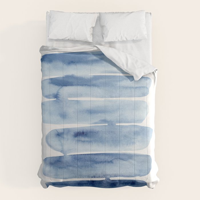 Blue Lines | Watercolor Painting Comforter
