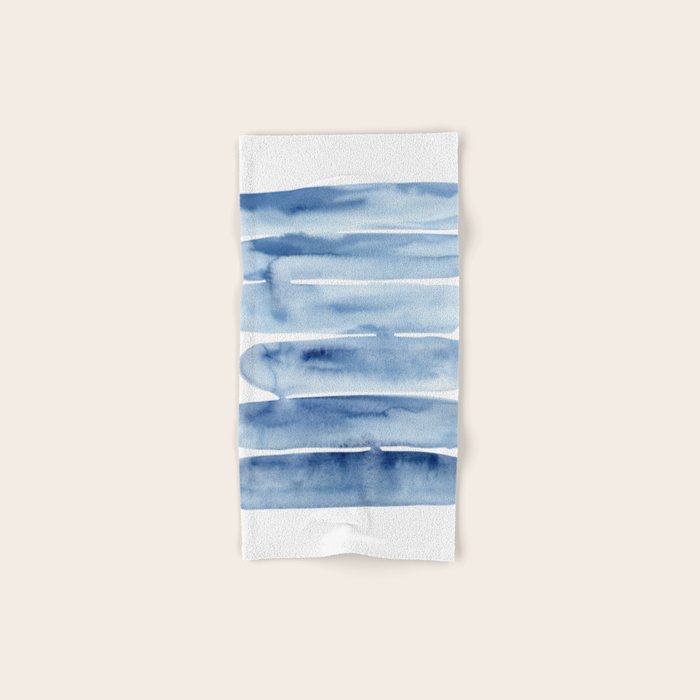 Blue Lines | Watercolor Painting Bath Towel