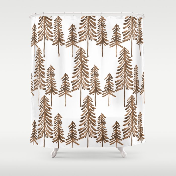 Pine Trees - Sepia Palette Shower Curtain