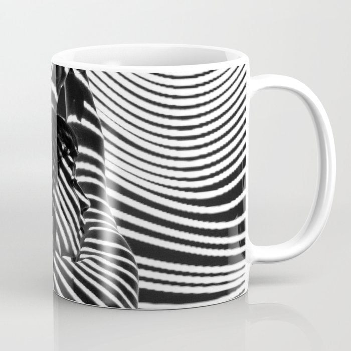 Minimalist Abstract Modern Ripple Lines Projected Woman Sensual Cool Feminine Black And White Photo Coffee Mug
