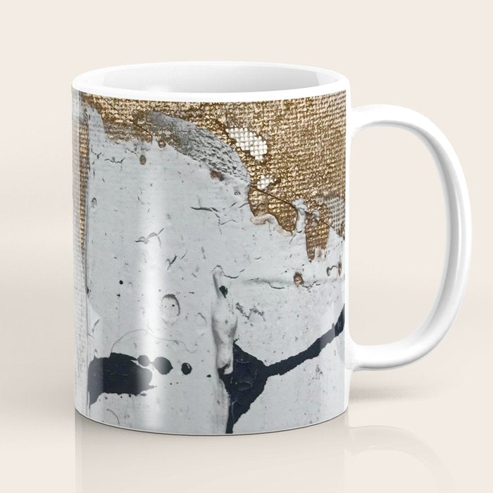 Still: An Abstract Mixed Media Piece In Black, White, And Gold By Alyssa Hamilton Art Coffee Mug