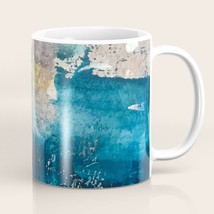 Timeless: A Gorgeous, Abstract Mixed Media Piece In Blue, Pink, And Gold By Alyssa Hamilton Art Coffee Mug