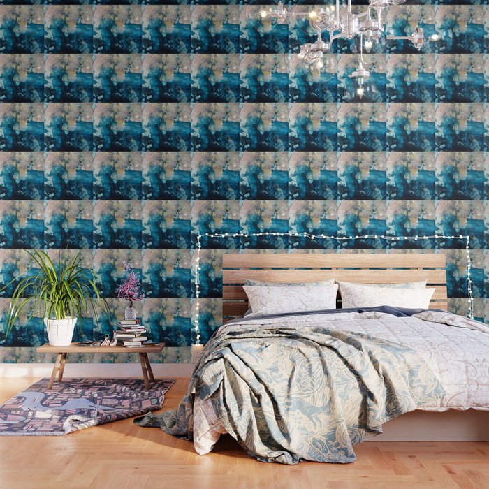 Timeless: A Gorgeous, Abstract Mixed Media Piece In Blue, Pink, And Gold By Alyssa Hamilton Art Wallpaper