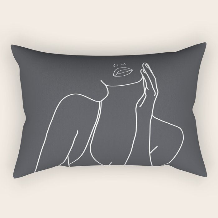 Minimal Line Art Of A Woman Rectangular Pillow