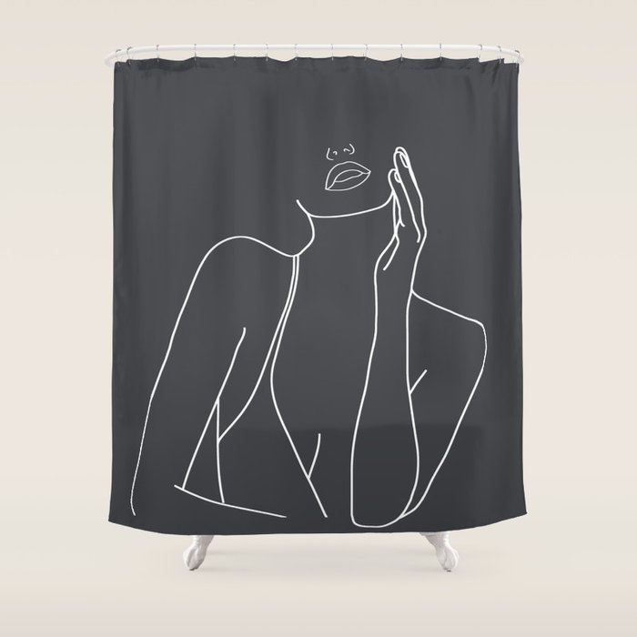 Minimal Line Art Of A Woman Shower Curtain