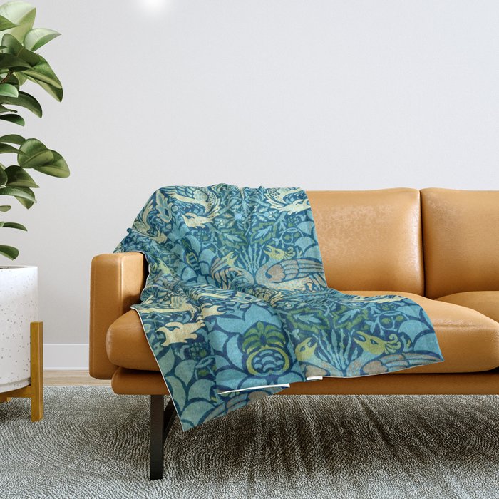 William Morris "Peacock And Dragon" Throw Blanket
