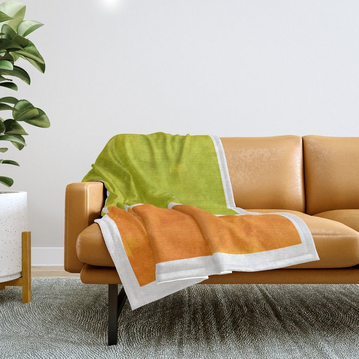 Retro Lime Green Minimalist Abstract Color Block Rothko Midcentury Modern Art Throw Blanket