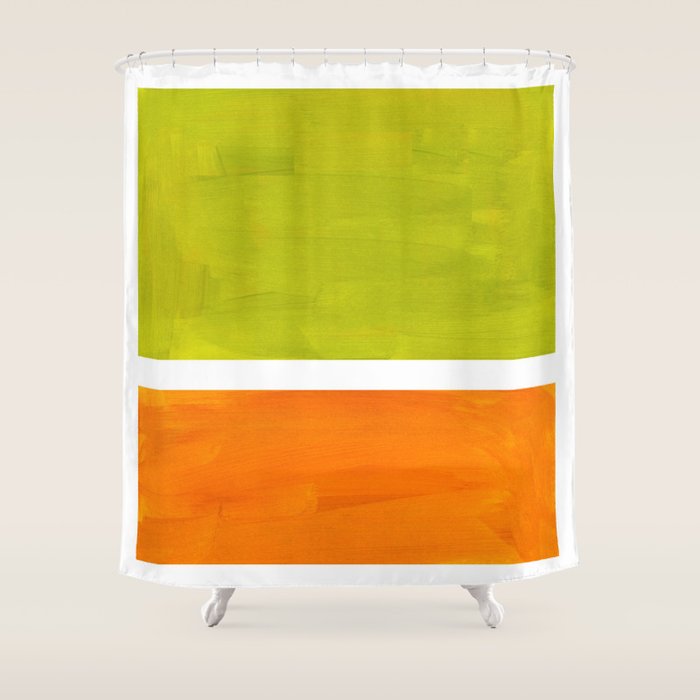 Retro Lime Green Minimalist Abstract Color Block Rothko Midcentury Modern Art Shower Curtain
