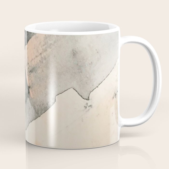 Peace And Quiet [2]: A Pretty, Minimal Abstract Piece In Gray And Peach By Alyssa Hamilton Art Coffee Mug