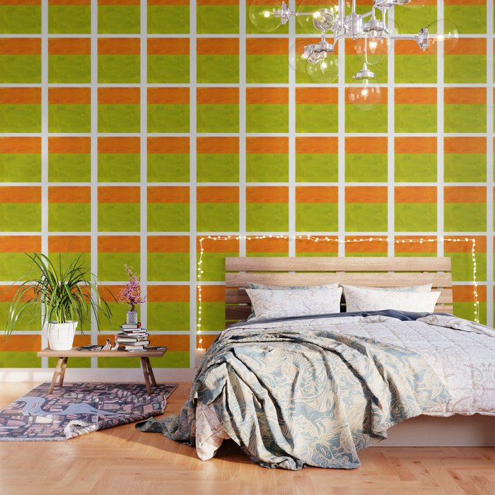 Retro Lime Green Minimalist Abstract Color Block Rothko Midcentury Modern Art Wallpaper