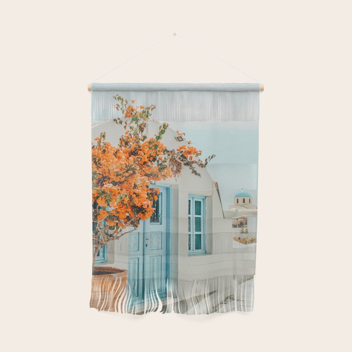 Greece Airbnb, Greece Photography Travel Digital Art, Scenic Landscape Architecture, White Building Wall Hanging
