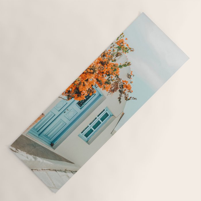 Greece Airbnb, Greece Photography Travel Digital Art, Scenic Landscape Architecture, White Building Yoga Mat