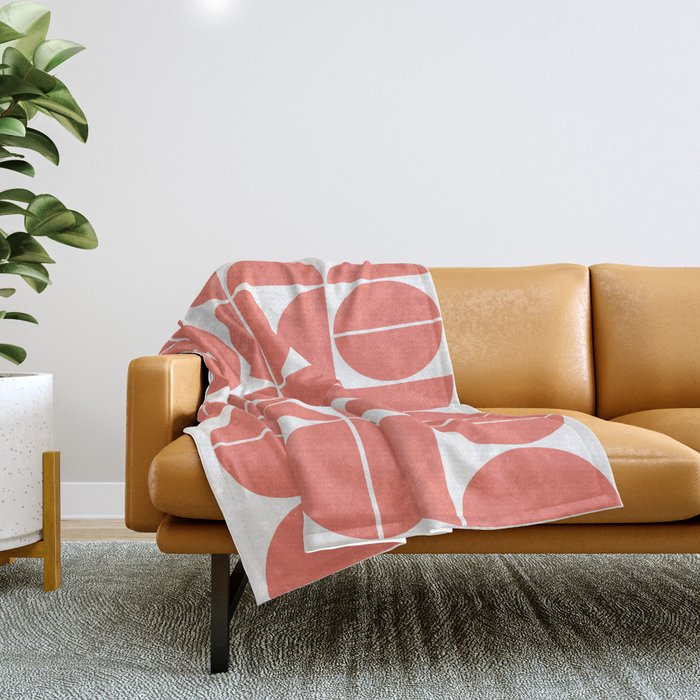 Mid Century Modern Geometric 04 Living Coral Throw Blanket