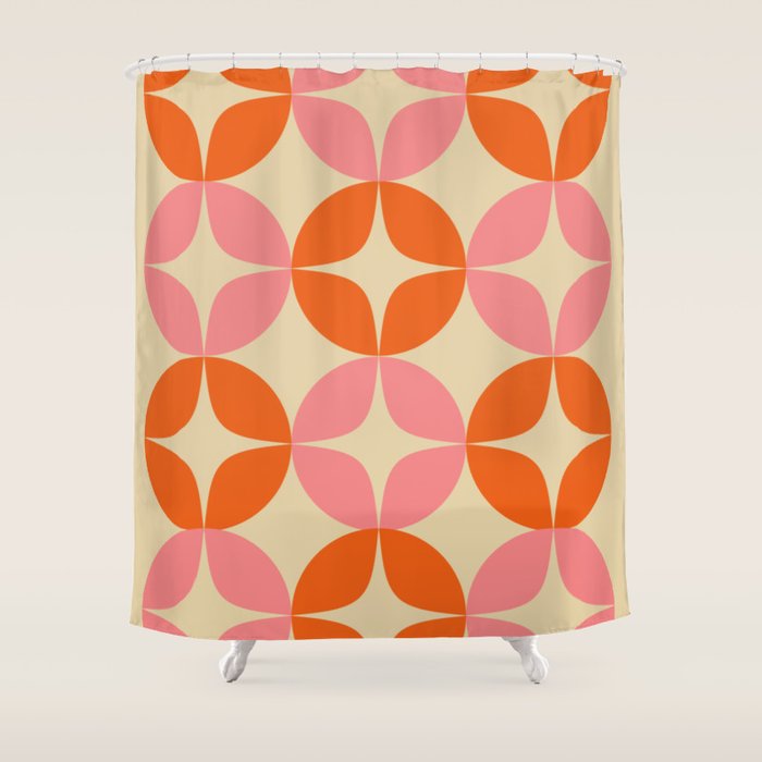 Mid Century Modern Pattern In Pink And Orange Shower Curtain