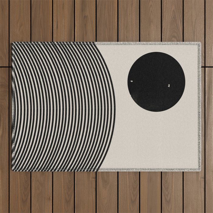 Woodblock Art, Mid Century Illustration Outdoor Rug