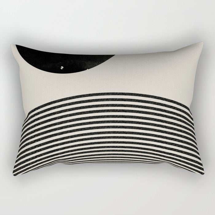 Woodblock Art, Mid Century Illustration Rectangular Pillow