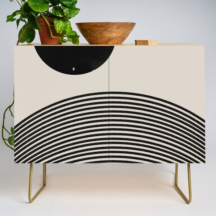 Woodblock Art, Mid Century Illustration Credenza