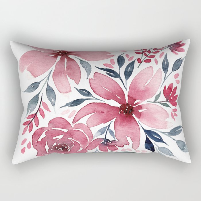 Modern Watercolor Florals No. 2 Rectangular Pillow