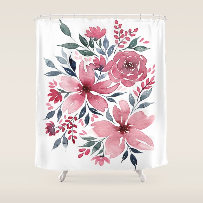 Modern Watercolor Florals No. 2 Shower Curtain