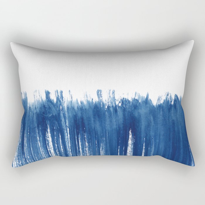 Indigo Abstract Brush Strokes | No. 5 Rectangular Pillow