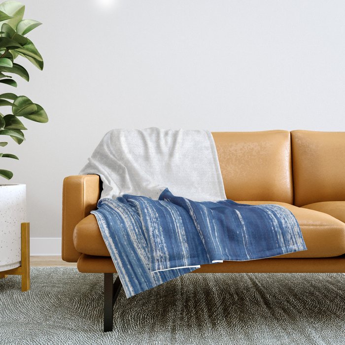 Indigo Abstract Brush Strokes | No. 5 Throw Blanket