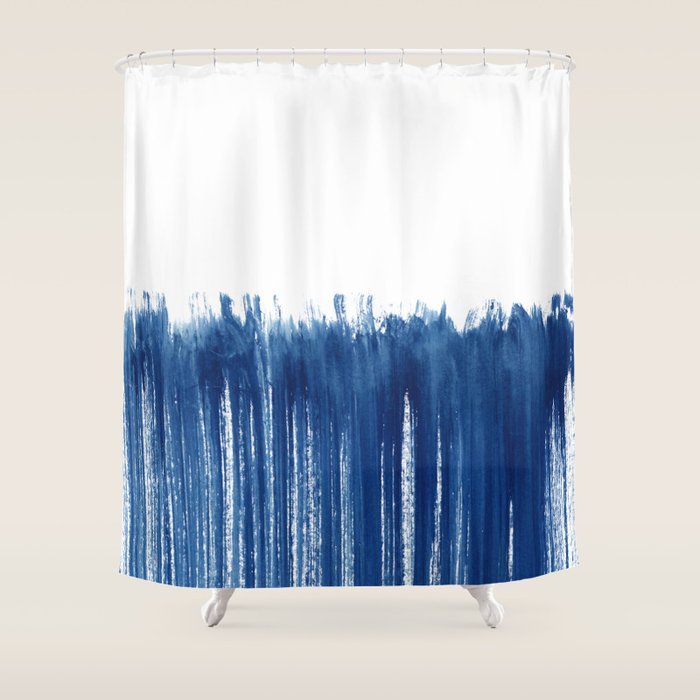Indigo Abstract Brush Strokes | No. 5 Shower Curtain