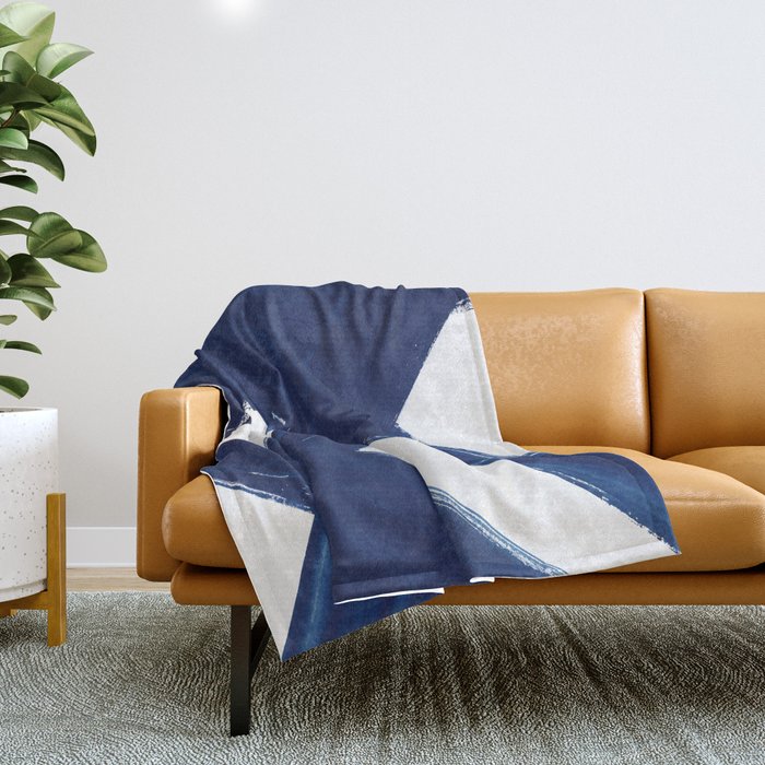 Indigo Abstract Brush Strokes | No. 3 Throw Blanket