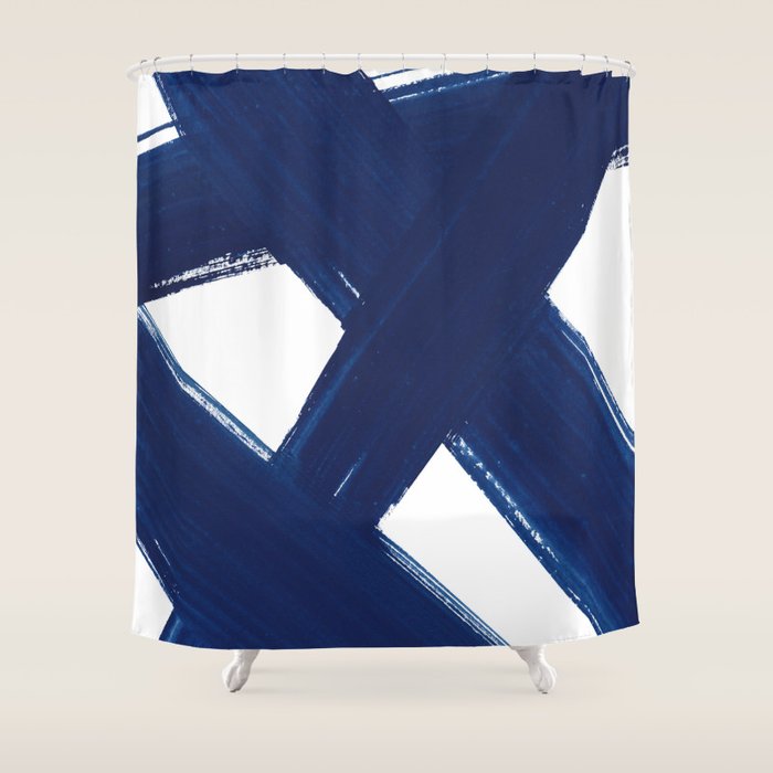 Indigo Abstract Brush Strokes | No. 3 Shower Curtain