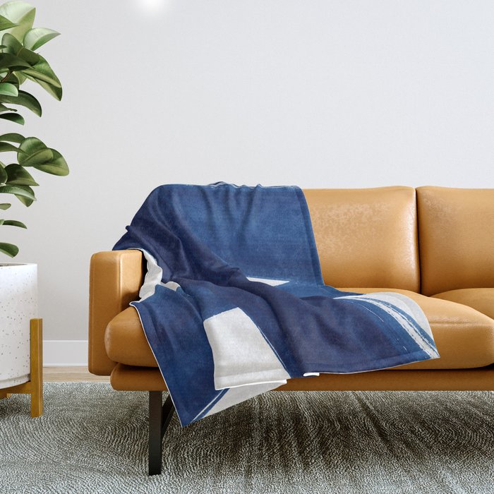 Indigo Abstract Brush Strokes | No. 4 Throw Blanket