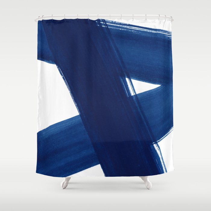 Indigo Abstract Brush Strokes | No. 4 Shower Curtain