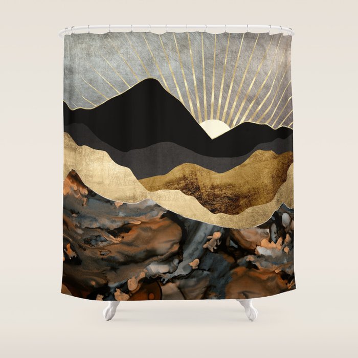 Copper And Gold Mountains Shower Curtain