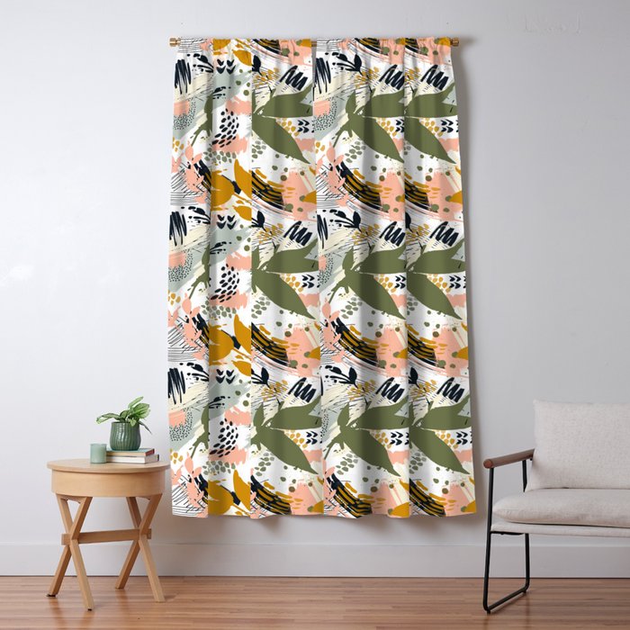 Abstract Strokes Still Life Window Curtain