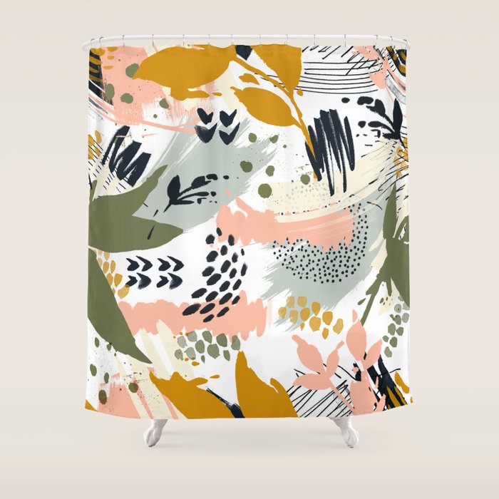 Abstract Strokes Still Life Shower Curtain