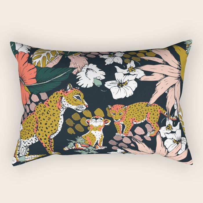 Animal Print Dark Jungle Rectangular Pillow