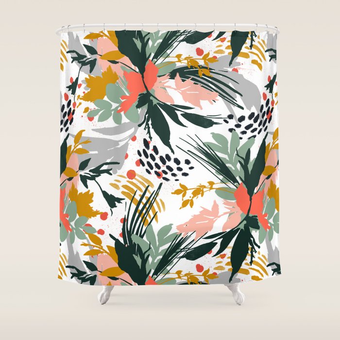Botanical Brush Strokes I Shower Curtain