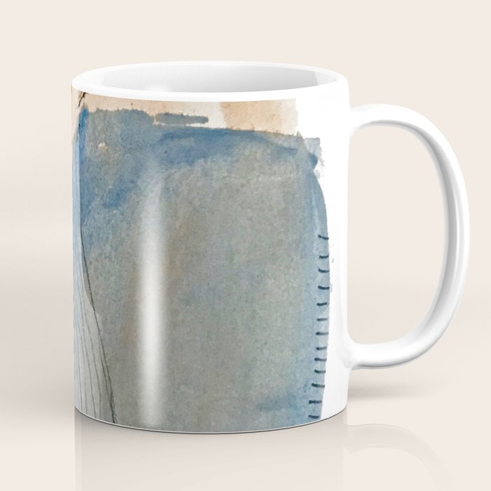 Gentle Breeze: A Minimal, Abstract Mixed-Media Piece In Blues And Tans By Alyssa Hamilton Art Coffee Mug