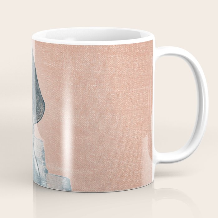 Renew: A Minimal Abstract Piece In Coral And Blue By Alyssa Hamilton Art Coffee Mug