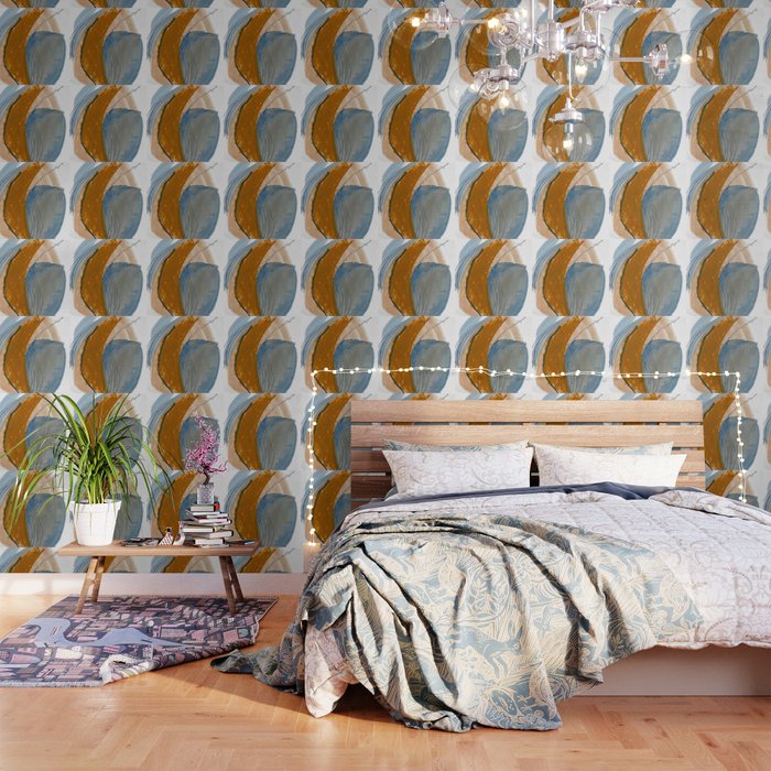 Gentle Breeze: A Minimal, Abstract Mixed-Media Piece In Blues And Tans By Alyssa Hamilton Art Wallpaper