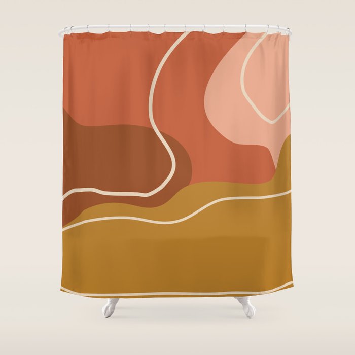 Abstract Organic Shapes In Zen Desert Color  Shower Curtain
