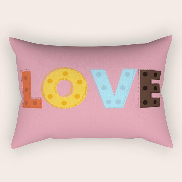 Happy Love - Typography Rectangular Pillow