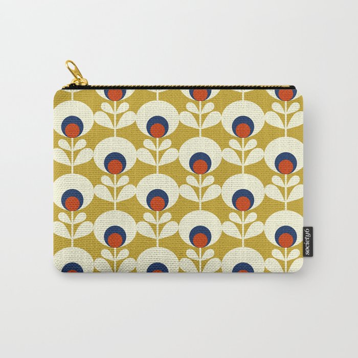 Flowers Geometry Mustard - Retro Pattern No3 Carry All Pouch