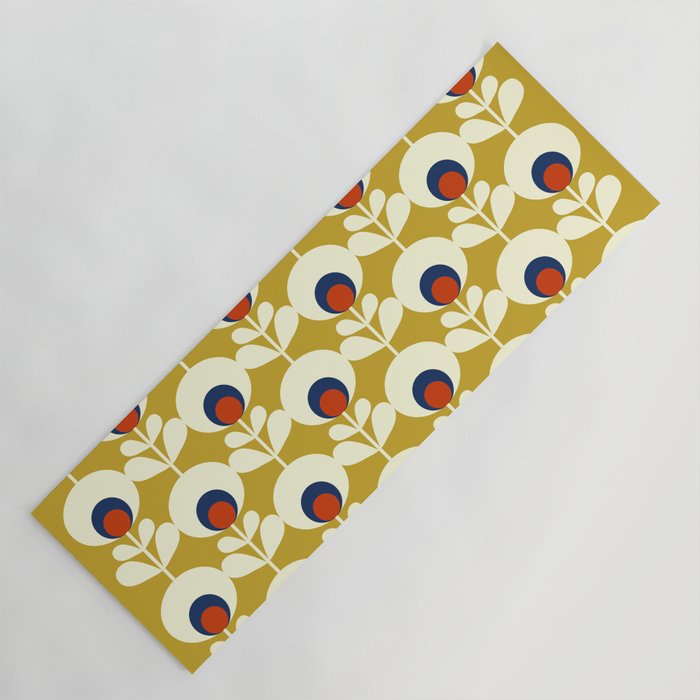 Flowers Geometry Mustard - Retro Pattern No3 Yoga Mat
