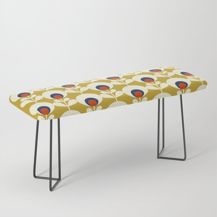 Flowers Geometry Mustard - Retro Pattern No3 Bench