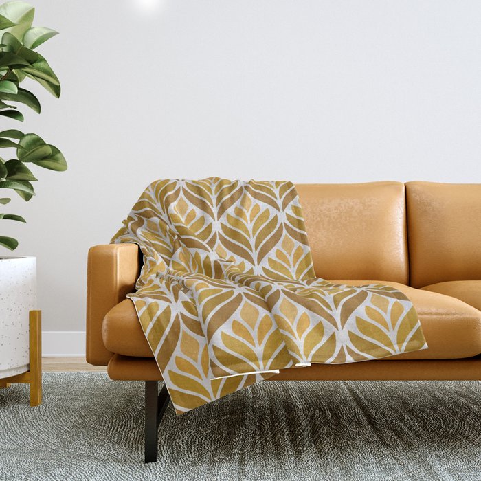 Yellow Retro Flower Pattern Throw Blanket