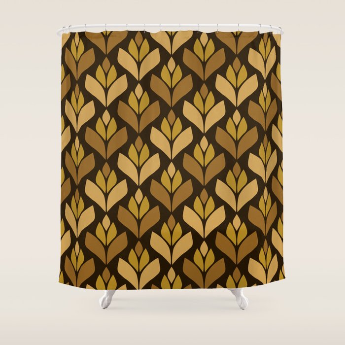 Dark Retro Trefoil Pattern Shower Curtain