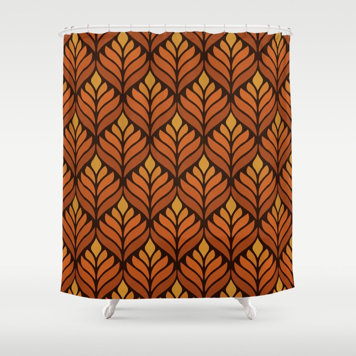 Brown Retro Flower Pattern Shower Curtain
