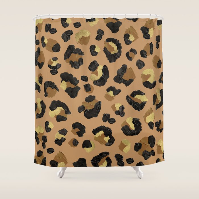 Leopard Print - Neutral & Gold Palette Shower Curtain